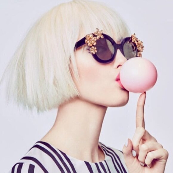 ?ALICE + OLIVIA? Madison Floral Sunglasses Blush Acetate Swarovski Crystal NWT main image 7